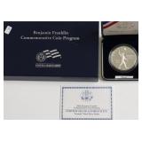 PROOF FRANKLIN SILVER DOLLAR W BOX PAPERS