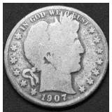 1907 O BARBER HALF DOLLAR G