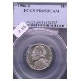 1986 S PCGS PF69DC JEFFERSON NICKEL