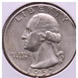 1957 D WASHINGTON QUARTER AU