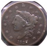 1837 LARGE CENT VF DETAILS