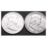TWO FRANKLIN HALF DOLLARS