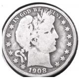 1908 O BARBER HALF DOLLAR VG
