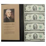 UNCUT SHEET OF 2 $ FEDERAL RESERVE NOTES
