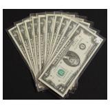 10 GEM BU 2 $ FEDERAL RESERVE NOTES