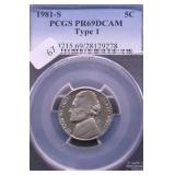 1881 S PCGS PF69DC JEFFERSON NICKEL