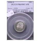 2004 S PCGS MS69DC ROOSEVELT DIME