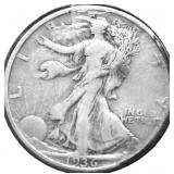 1936 WALKING HALF DOLLAR F