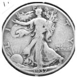 1937 WALKING HALF DOLLAR F