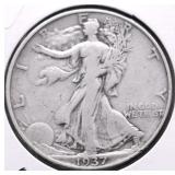 1937 WALKING HALF DOLLAR VF