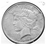 1922 D PEACE DOLLAR VF