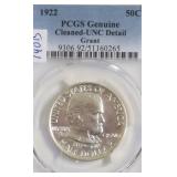 1922 PCGS GRANT DOLLAR CLEANED