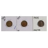 1925, 1927, 1929  PENNIES