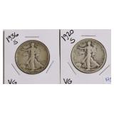 1936 AND 1920 WALKING LIBERTY HALF DOLLARS