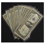 10 SILVER CERTIFICATES