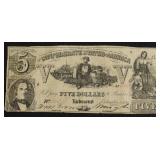 1861 5 DOLLAR CONFEDERATE NOTE VF