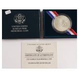 KOREAN WAR SILVER DOLLAR W BOX PAPERS