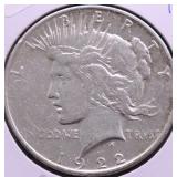 1922 PEACE DOLLAR VF