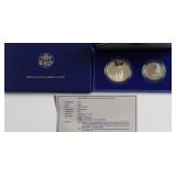 PROOF ELLIS ISLAND SILVER DOLLAR & HALF W BOX PAPE