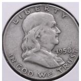 1958 D FRANKLIN HALF DOLLAR VF