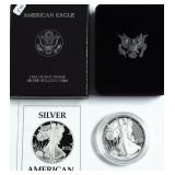 1988 PROOF SILVER EAGLE W BOX PAPERS