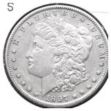1897 S MORGAN DOLLAR AU