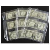 9 GEM BU SILVER CERTIFICATES