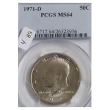 1971 D PCGS MS64 KENNEDY HALF DOLLAR
