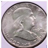 1960 GEM BU FBL FRANKLIN HALF DOLLAR