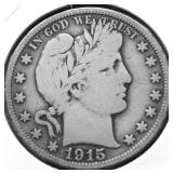 1915 D BARBER HALF DOLLAR F