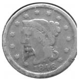 1846 LARGE CENT SM DATE VG