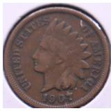 1907 INDIAN HEAD CENT VF