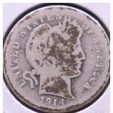 1914 S BARBER DIME AG
