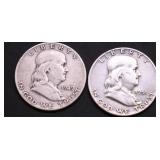 TWO FRANKLIN HALF DOLLARS