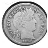 1898 BARBER DIME F