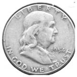 1954 S FRANKLIN HALF DOLLAR VF