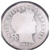 1914 BARBER DIME G