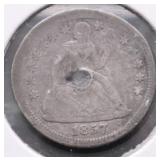 1857 SEATED DIME XF DETAILS