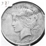 1922 PEACE DOLLAR VF
