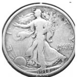 1918 D WALKING HALF DOLLA G