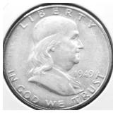 1949 D CHOICE BU FBL FRANKLIN HALF DOLLAR