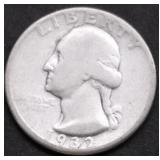 1932 D WASHINGTON QUARTER VG