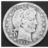 1915 D BARBER QUARTER VG