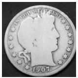 1907 D BARBER HALF DOLLAR G