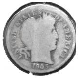 1905 O BARBER DIME G