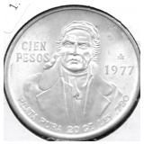 1977 MEXICO SILVER 25 PESOS CH BU