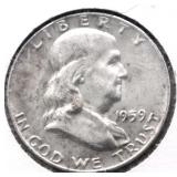 1959 D FRANKLIN HALF DOLLAR UNC
