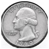 1960 WASHINGTON QUARTER VF