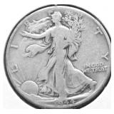 1944 D WALKING HALF DOLLAR VG