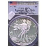 2013 W PCGS MS70 ENHANCHED PROOF SILVER EAGLE